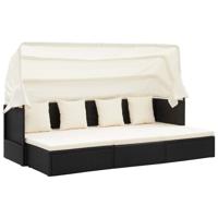 Tuinbed met luifel poly rattan zwart Tuinbed met luifel poly rattan zwart