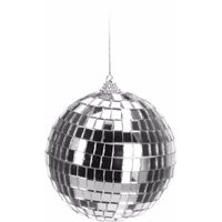 1x Kerstboom decoratie discobal zilver 10 cm - thumbnail