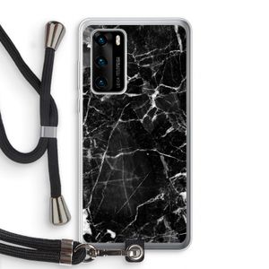 Zwart Marmer 2: Huawei P40 Transparant Hoesje met koord