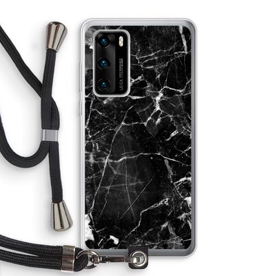 Zwart Marmer 2: Huawei P40 Transparant Hoesje met koord