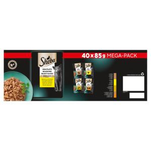 Sheba Mini Filets Gevogelte Selectie in saus natvoer kat multipack zakjes 1 verpakking (40 x 85 g)