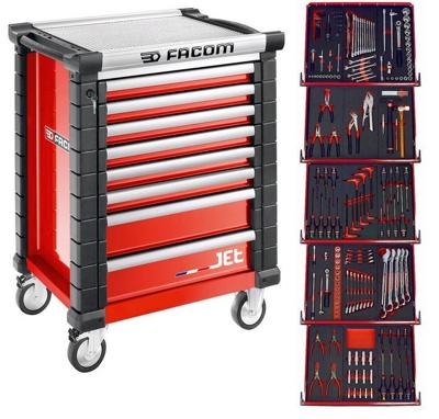 Facom Gereedschapswagen 8 laden, met 5 gevulde laden (FOAM MODULES) - Rood - JETCMM175BNL