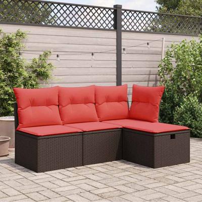 Tuinkruk met kussen 55x55x37 cm poly rattan bruin