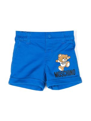 Moschino Kids short imprimé à taille élastiquée - Bleu
