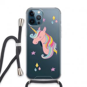 Roze eenhoorn: iPhone 13 Pro Max Transparant Hoesje met koord
