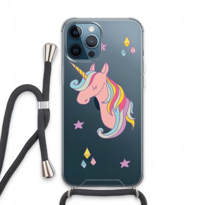 Roze eenhoorn: iPhone 13 Pro Max Transparant Hoesje met koord