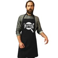 Master Chef Keukenschort - BBQ schort - zwart - heren en dames - cadeau - vaderdag - moederdag