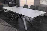 Uitschuifbare eettafel ATLAS 160-200cm wit marmer design keramiek zwart metaal - 46497