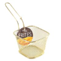 Gouden patat/snack serveermandjes/frietmandjes 10 cm   -