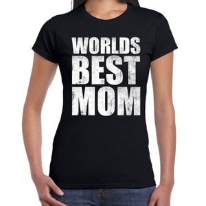 Worlds best mom cadeau t-shirt zwart voor dames