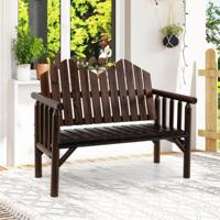 2-zits Tuinbank Massief Hout Loveseat met Hellende Rugleuning Ruime Lattenzitting Bruin