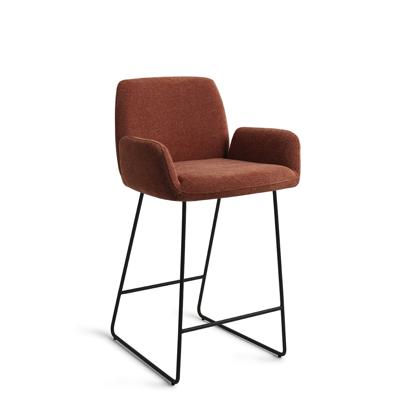 Jesper Home Barkruk 'Misaki' Slide Black, kleur Cosy Copper (zithoogte 65cm)