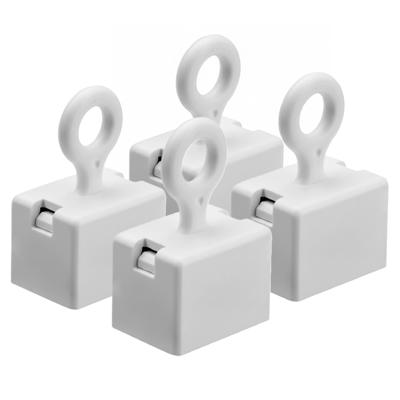 Ophang magneet / magneetjes - 8x - met oogje - wit - 16 x 18 mm