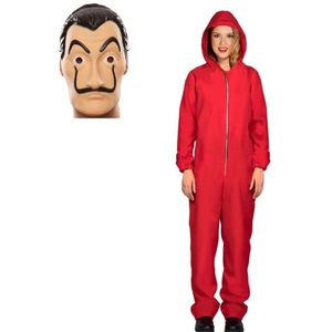 Verkleed set overall met masker La casa de Papel voor dames L