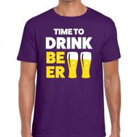 Time to drink Beer - tekst t-shirt - paars - voor heren - Thema feest shirts - BIER Drinken