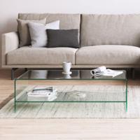 Kave Home Glazen Salontafel 'Burano' met onderplank, 110 x 55 cm Kave Home Glazen Salontafel 'Burano' met onderplank, 110 x 55 cm