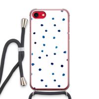 Blauwe stippen: iPhone SE 2020 Transparant Hoesje met koord