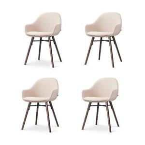 Nolon Nena-Mae Eetkamerstoelen Set van 4 - Beige - Walnoot