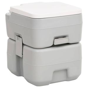 The Living Store Campingtoilet - HDPE - 41.5 x 36.5 x 42 cm - 20L afvaltank - T-spoeling - Grijs