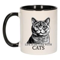 Cadeau mok voor katten liefhebbers - Britse Korthaar - zwart - keramiek - 300 ml Cadeau mok voor katten liefhebbers - Britse Korthaar - zwart - keramiek - 300 ml