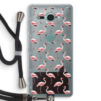 Flamingoprint groen: Sony Xperia XZ2 Compact Transparant Hoesje met koord