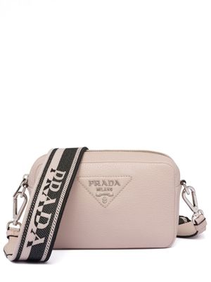 Prada sac à bandoulière en cuir à plaque logo - Rose
