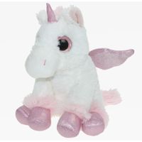 Pluche knuffel dieren Unicorn/eenhoorn wit/roze van 20 cm   -