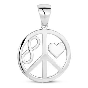 Hanger Hart-Peace-Infinity zilver 22 x 15,5 mm