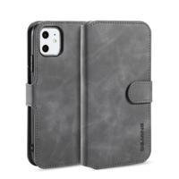 Dg. MING retro olie kant horizontale flip case met houder & kaartsleuven & portemonnee voor iPhone 11 (grijs)