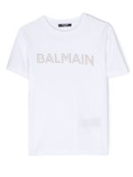 Balmain Kids t-shirt en coton à logo strassé - Blanc - thumbnail