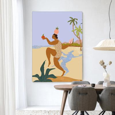Urban Cotton Wandkleed 'Balancing Act' 110 x 145cm in Frame - black