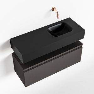 Toiletmeubel Mondiaz Andor | 80 cm | Meubelkleur Dark grey | Lex vrijhangend wastafel Urban Rechts | Zonder kraangat