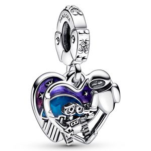 Pandora Disney 792518C01 Hangbedel Pixar Wall-E & Eve Glow-in-the-dark glow in the dark zilver-zirconia-emaille