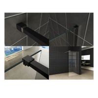 Wiesbaden Slim | profielset 200 cm + 120 cm stabilisatiestang | Incl.Glas- en muurkoppeling | Zwart mat