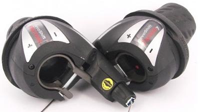 Shimano revo shifterset 3x7 speed derailleur zwart / antra ( set links + rechts )