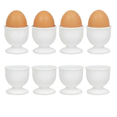 Gerimport Eierdopjes - 8x stuks - wit - kunststof - 4 x 5 cm - voor ontbijt /brunch / Pasen