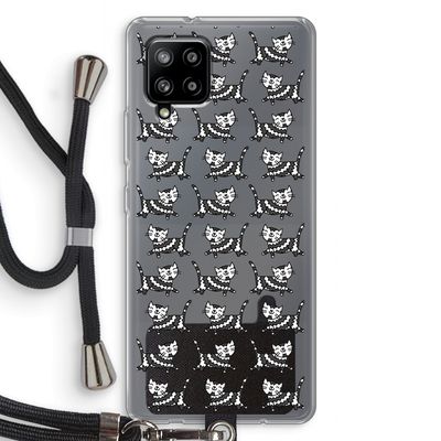 Zwarte poes: Samsung Galaxy A42 5G Transparant Hoesje met koord