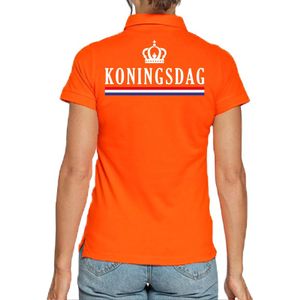 Koningsdag polo t-shirt oranje met kroon voor dames 2XL  -