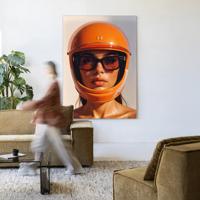 Urban Cotton Wandkleed 'Hermes Helmet' 110 x 145cm in Frame - black