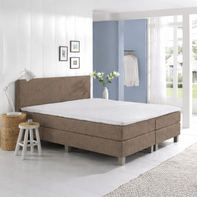 OP=OP Boxspring Basic Vast 180 x 220 Donkerbeige | Incl. Groot medium pocketvering 500 veren m2 matras