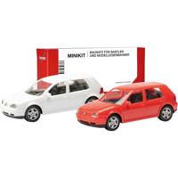 Herpa 013956 H0 Auto Volkswagen Golf IV 4-deurs, rood en wit Herpa 013956 H0 Auto Volkswagen Golf IV 4-deurs, rood en wit
