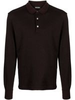 Zegna polo en coton à manches longues - Rouge