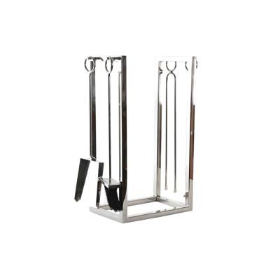 Houtblok standaard DKD Home Decor 30 x 20 x 60 cm Roestvrij staal