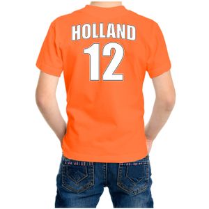 Oranje t-shirt met rugnummer 12 - Holland / Nederland fan shirt voor kinderen