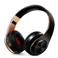 Koptelefoon Bluetooth headset koptelefoon draadloze koptelefoon stereo opvouwbare sport oortelefoon microfoon headset Free MP3-speler (goud zwart)