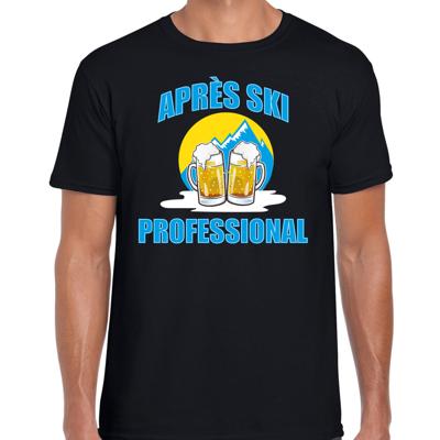 Apres-ski professional - verkleed t-shirt - wintersport - zwart - voor heren