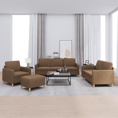 4-delige Loungeset met kussens stof bruin