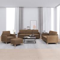 4-delige Loungeset met kussens stof bruin