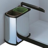 Hailo Duo Afvalemmer voor draaideurkast 20,3x38,8x42cm chroom/zwart