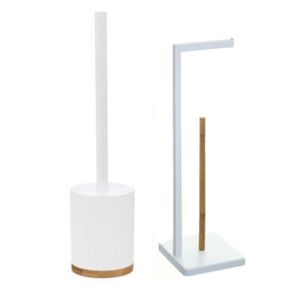 WC-/toiletborstel met toiletrolhouder set wit